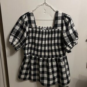 Black and White Checkered Women's Baby Doll shirt.